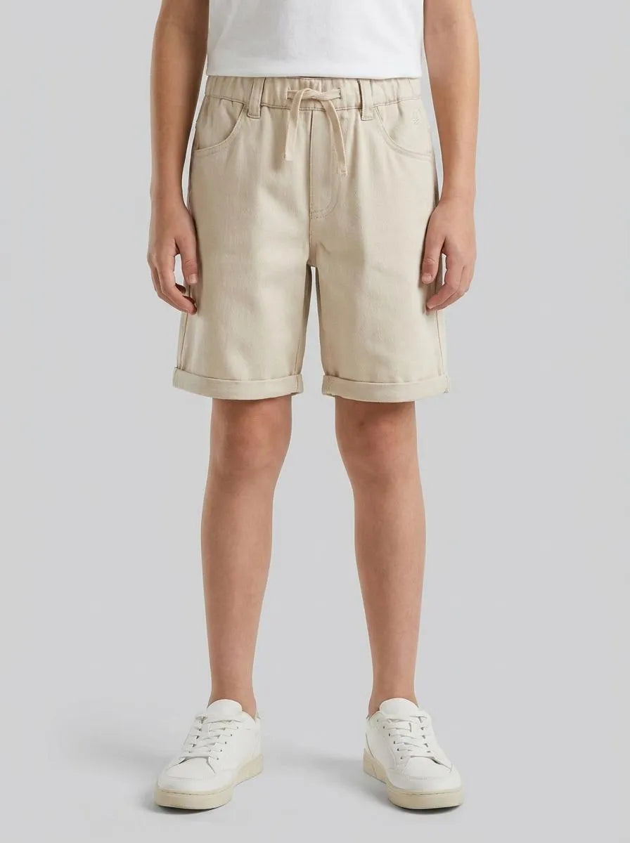 Benetton Beige Boys Bermuda Shorts with Drawstring SKU: 46D6C904E_152 Image 00