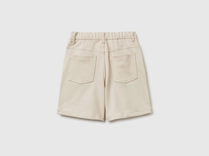 Benetton Beige Boys Bermuda Shorts with Drawstring SKU: 46D6C904E_152 Image 02