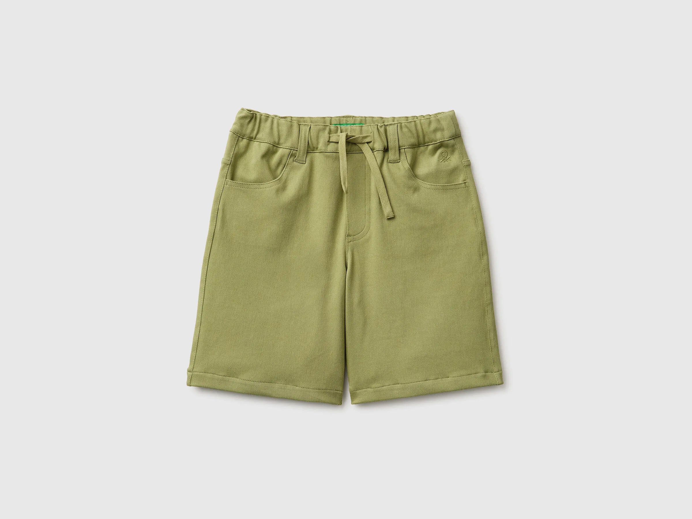 Benetton Military Green Boys Bermuda Shorts with Drawstring SKU: 46D6C904E_1Q1 Image 01