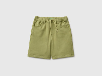 Benetton Military Green Boys Bermuda Shorts with Drawstring SKU: 46D6C904E_1Q1 Image 01