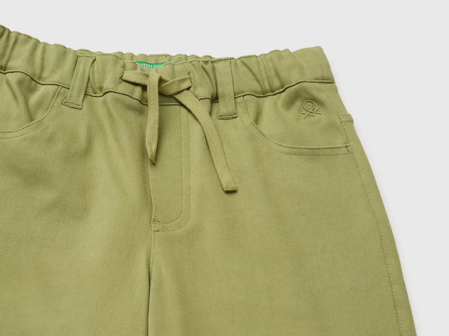 Benetton Military Green Boys Bermuda Shorts with Drawstring SKU: 46D6C904E_1Q1 Image 03