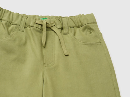 Benetton Military Green Boys Bermuda Shorts with Drawstring SKU: 46D6C904E_1Q1 Image 03