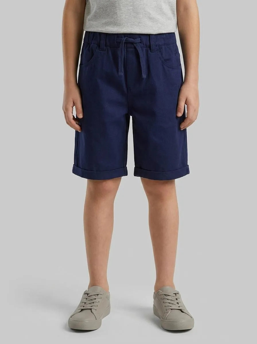 Benetton Dark Blue Boys Bermuda Shorts with Drawstring SKU: 46D6C904E_252 Image 00
