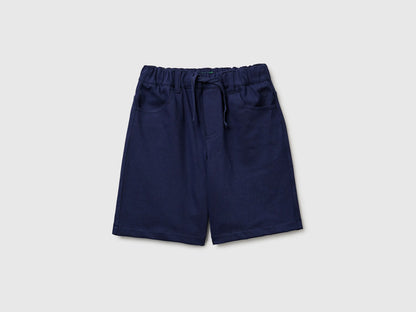 Benetton Dark Blue Boys Bermuda Shorts with Drawstring SKU: 46D6C904E_252 Image 01