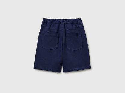 Benetton Dark Blue Boys Bermuda Shorts with Drawstring SKU: 46D6C904E_252 Image 02