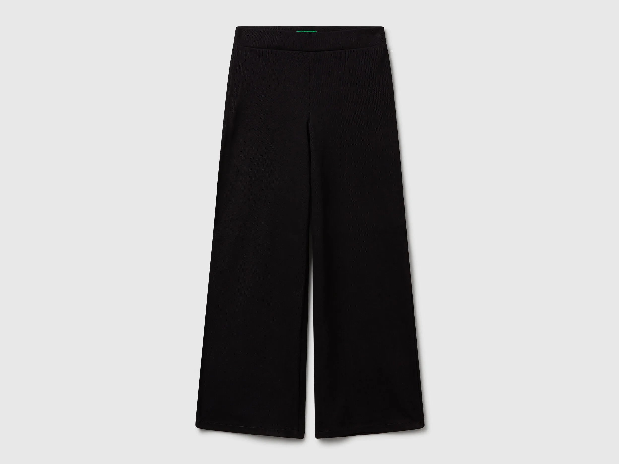 Benetton Black Girls Wide Trousers in Stretch Cotton SKU: 46D6CE04C_100 Image 01