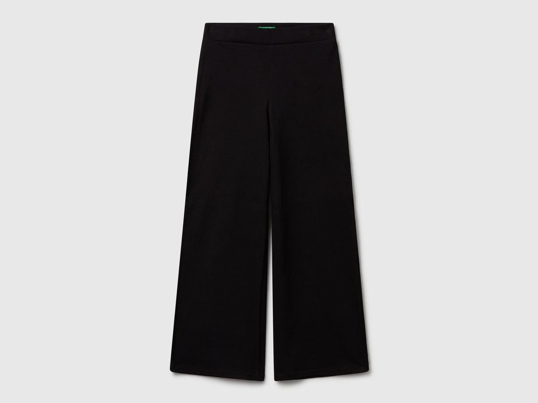 Benetton_Black_Wide Trousers in Stretch Cotton_46D6CE04C_100_01