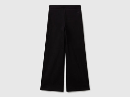 Benetton Black Girls Wide Trousers in Stretch Cotton SKU: 46D6CE04C_100 Image 02