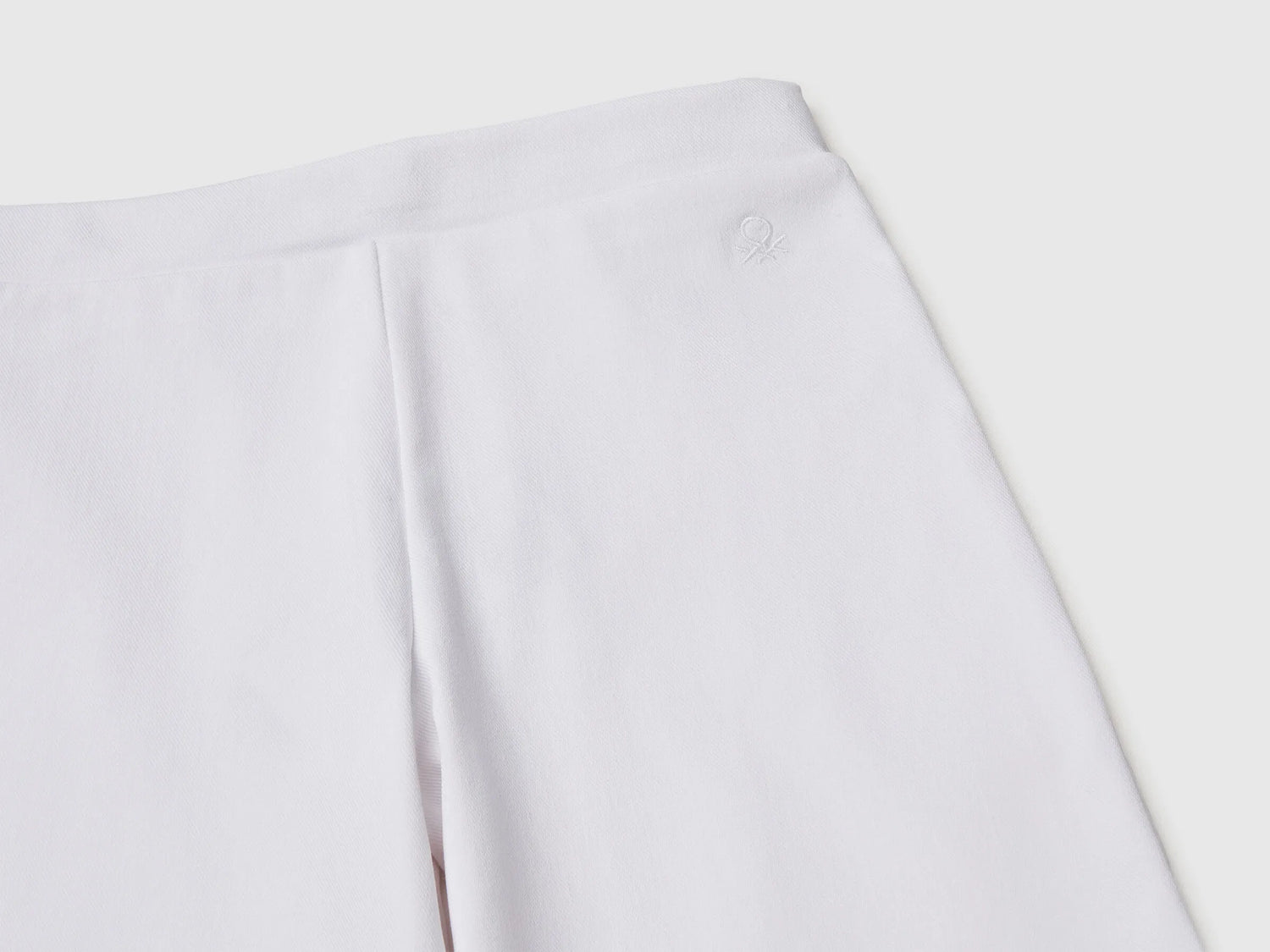 Benetton White Girls Wide Trousers in Stretch Cotton SKU: 46D6CE04C_101 Image 03