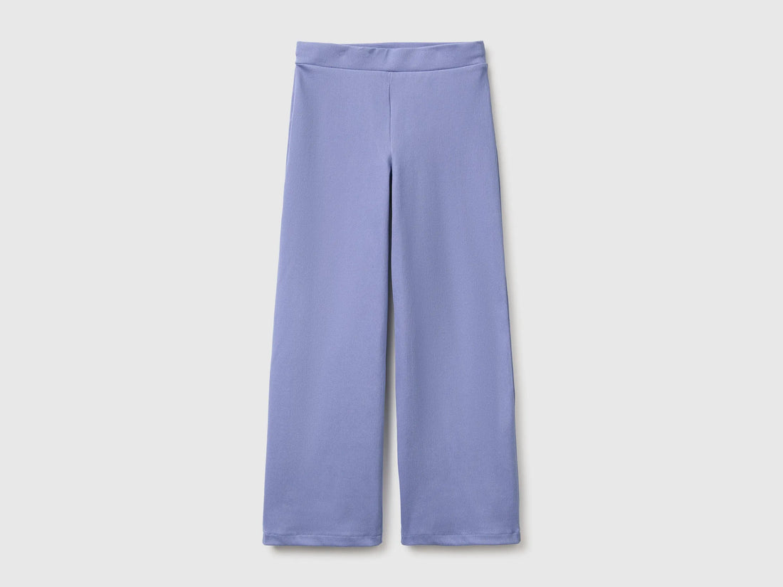Benetton Violet Girls Wide-Leg Trousers in Stretch Cotton SKU: 46D6CE04C_19J Image 01