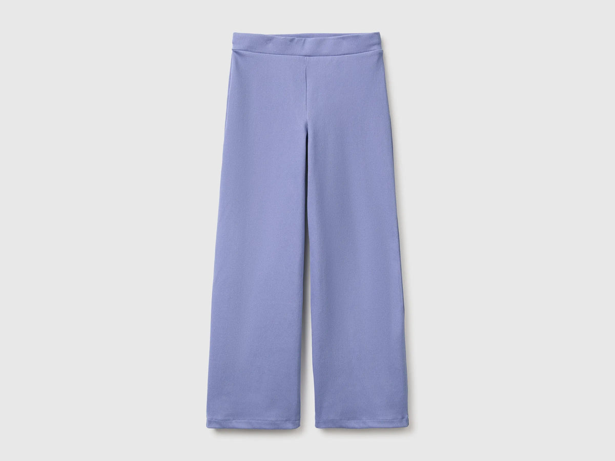 Benetton Violet Girls Wide-Leg Trousers in Stretch Cotton SKU: 46D6CE04C_19J Image 01