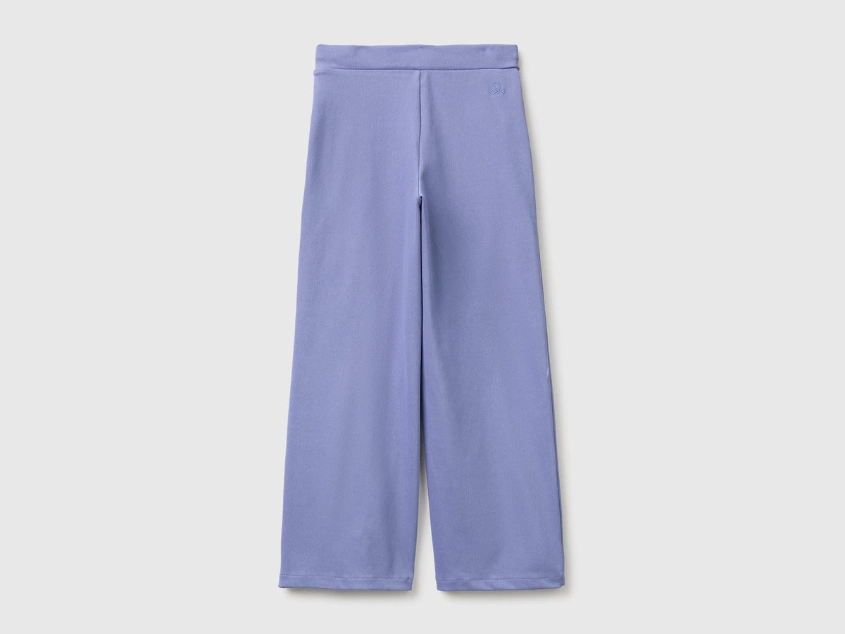 Benetton Violet Girls Wide-Leg Trousers in Stretch Cotton SKU: 46D6CE04C_19J Image 02