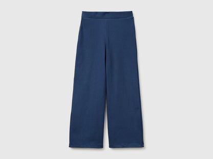 Benetton Blue Girls Wide-Leg Trousers in Stretch Cotton SKU: 46D6CE04C_355 Image 01