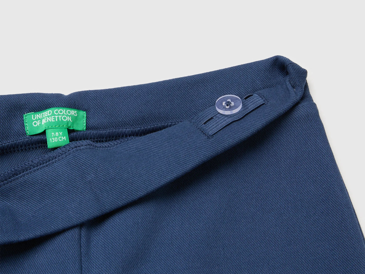 Benetton Blue Girls Wide-Leg Trousers in Stretch Cotton SKU: 46D6CE04C_355 Image 03