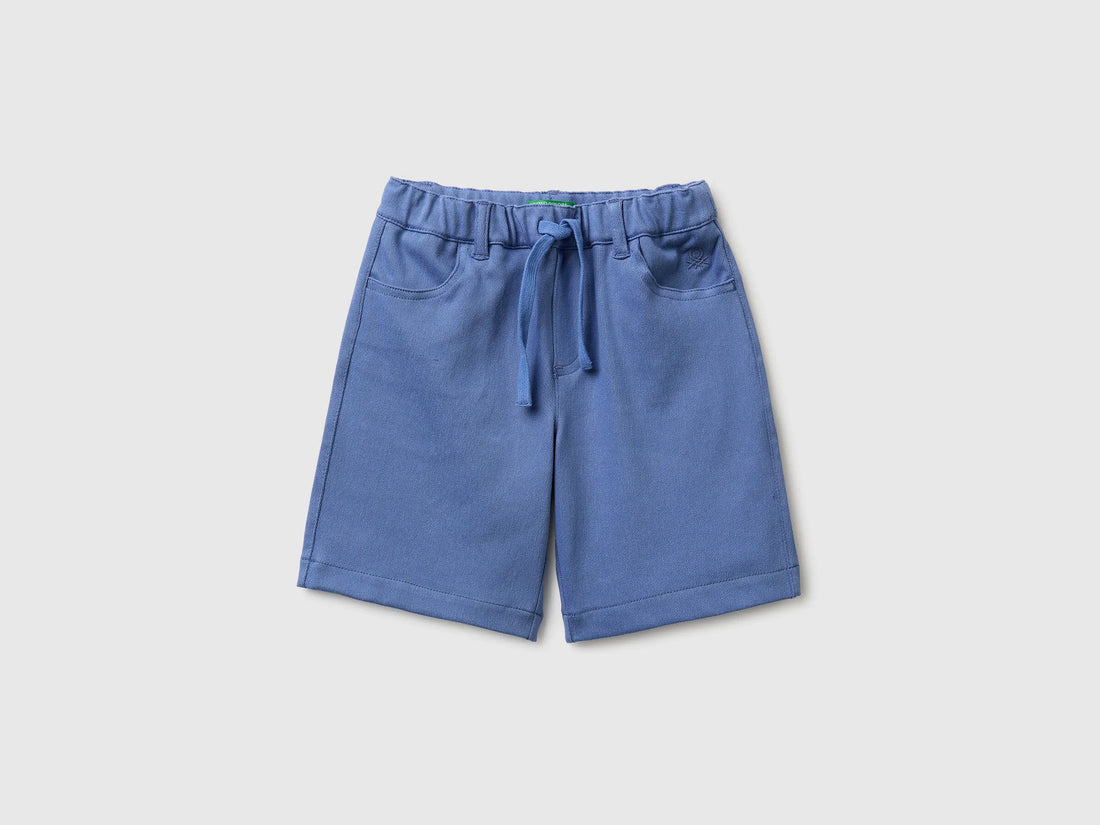 Benetton Air Force Blue Boys Stretch Twill Bermuda Shorts SKU: 46D6G9036_05N Image 01