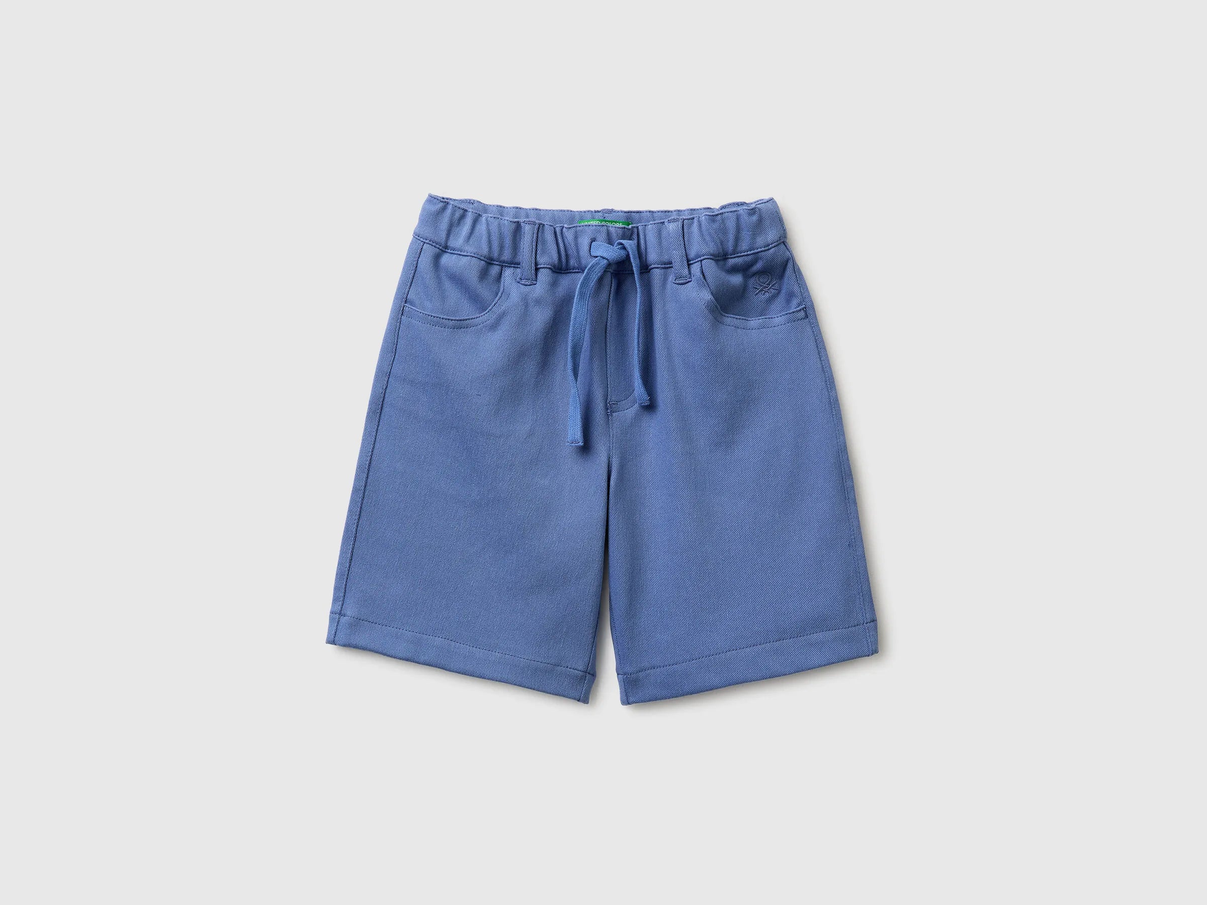 Benetton Air Force Blue Boys Stretch Twill Bermuda Shorts SKU: 46D6G9036_05N Image 01