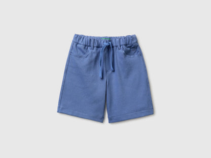Benetton Air Force Blue Boys Stretch Twill Bermuda Shorts SKU: 46D6G9036_05N Image 01