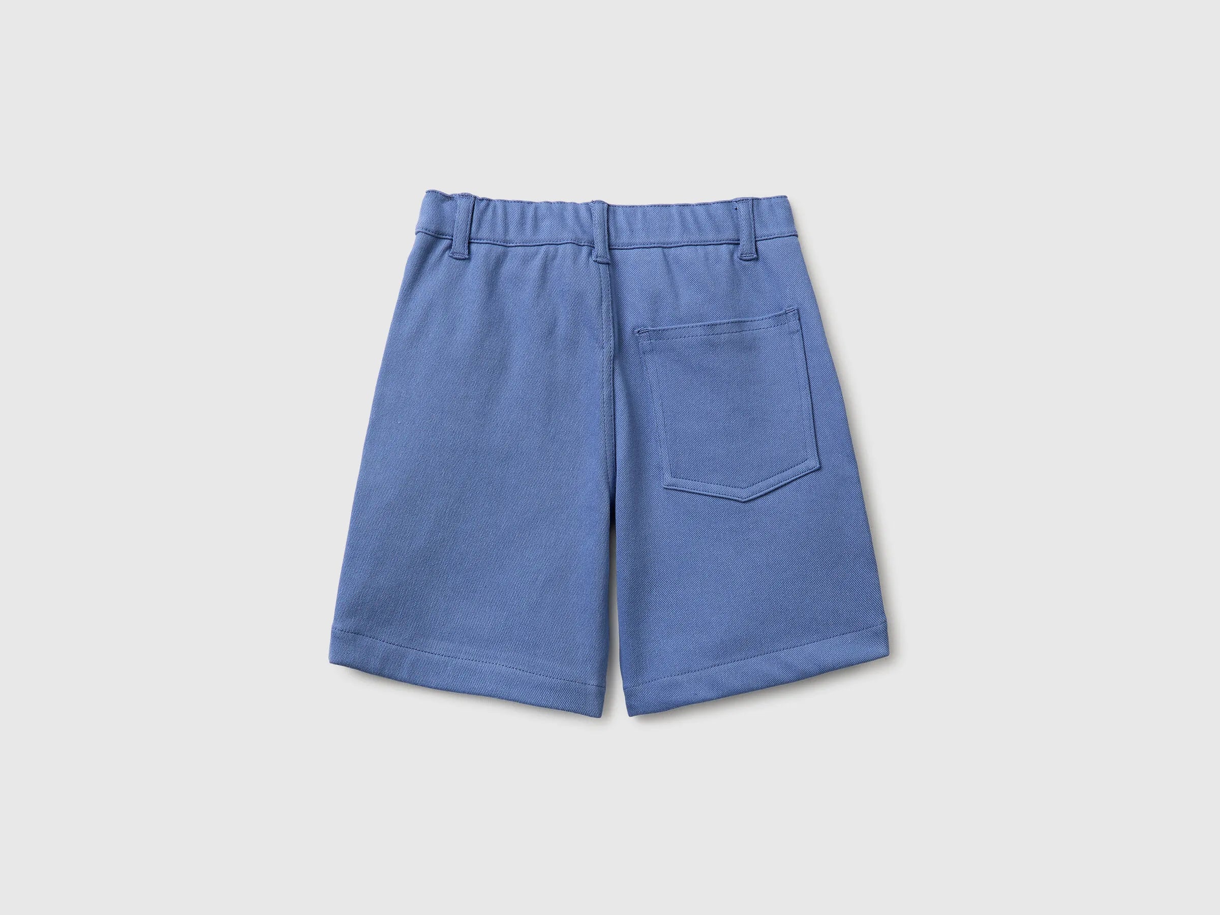 Benetton Air Force Blue Boys Stretch Twill Bermuda Shorts SKU: 46D6G9036_05N Image 02
