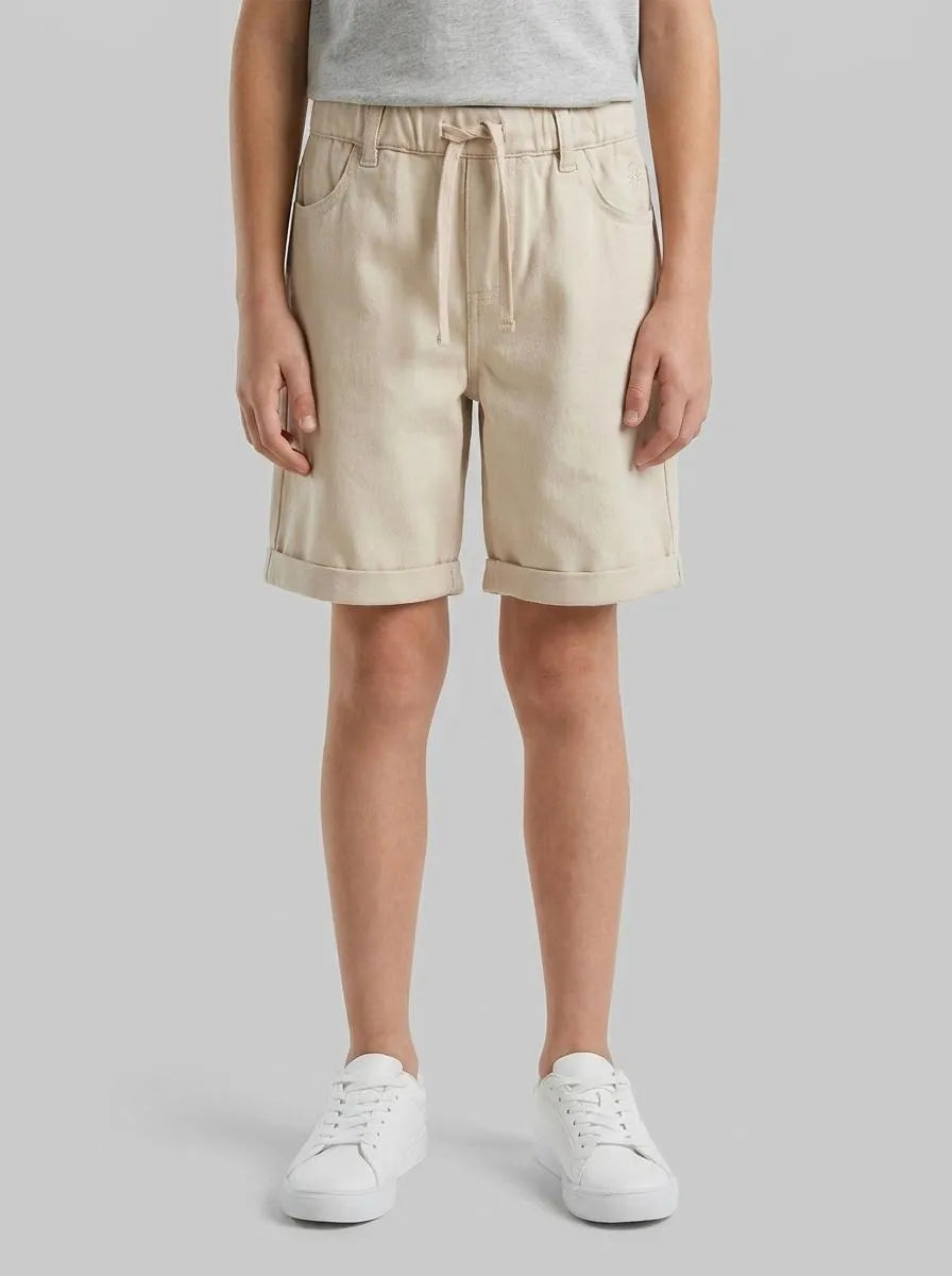 Benetton Beige Boys Stretch Twill Bermuda Shorts SKU: 46D6G9036_152 Image 00
