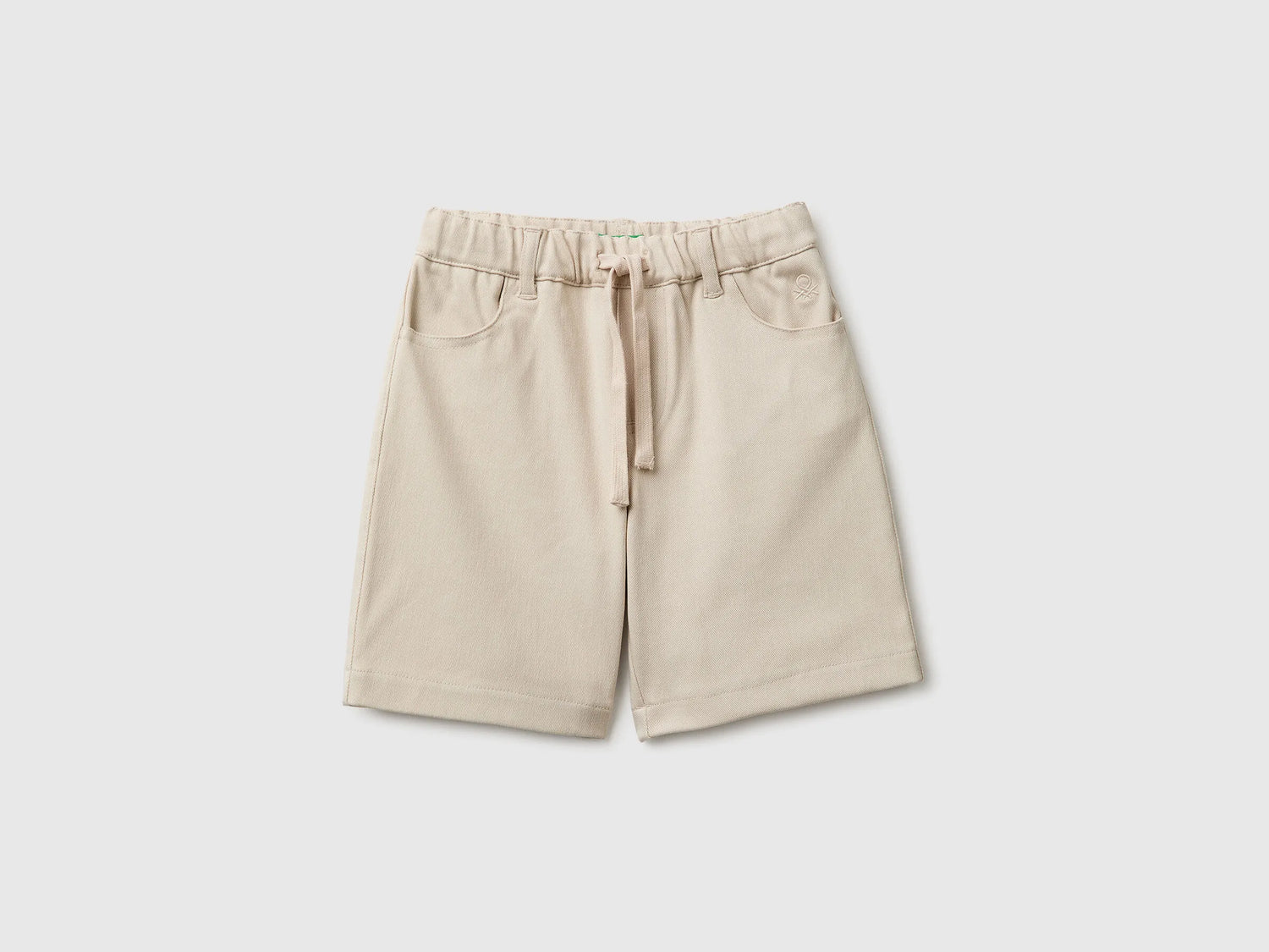 Benetton Beige Boys Stretch Twill Bermuda Shorts SKU: 46D6G9036_152 Image 01