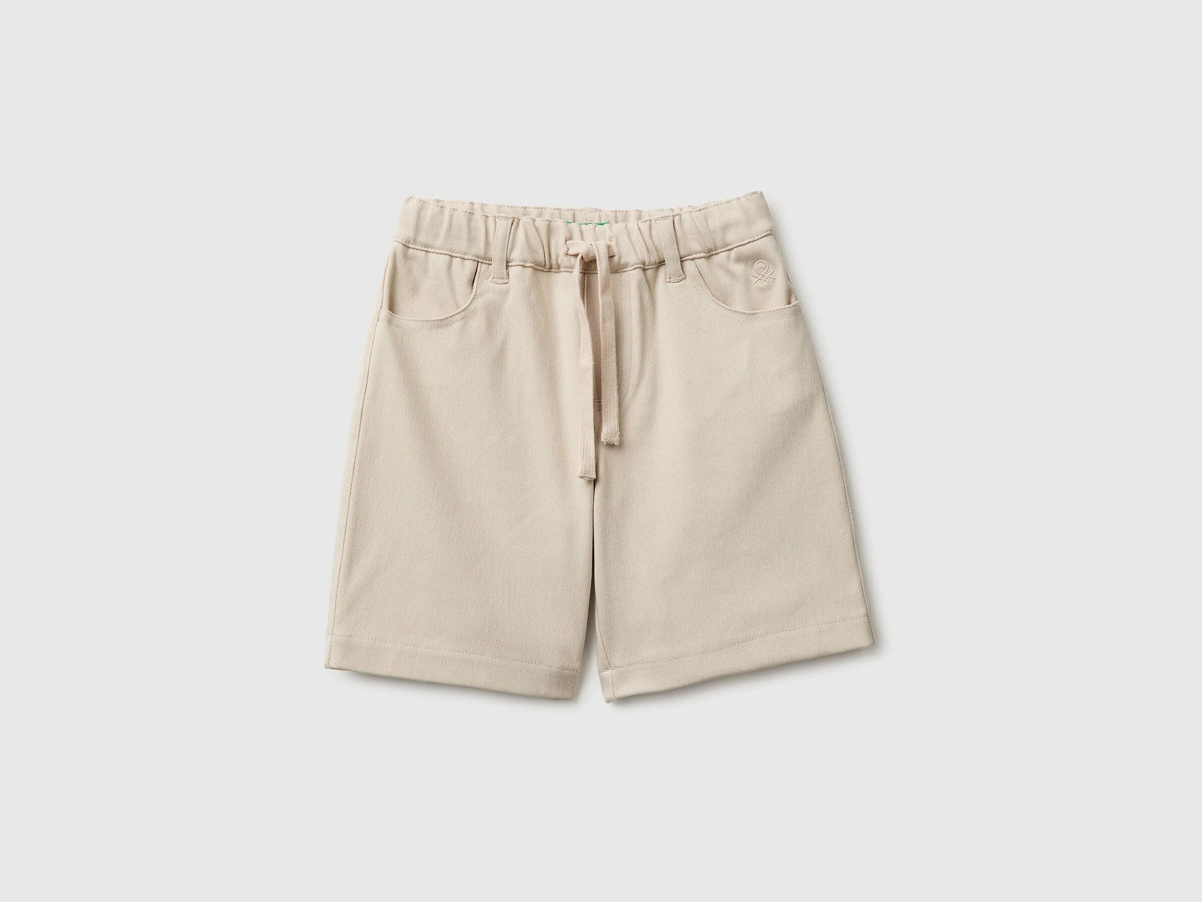 Benetton Beige Boys Stretch Twill Bermuda Shorts SKU: 46D6G9036_152 Image 01