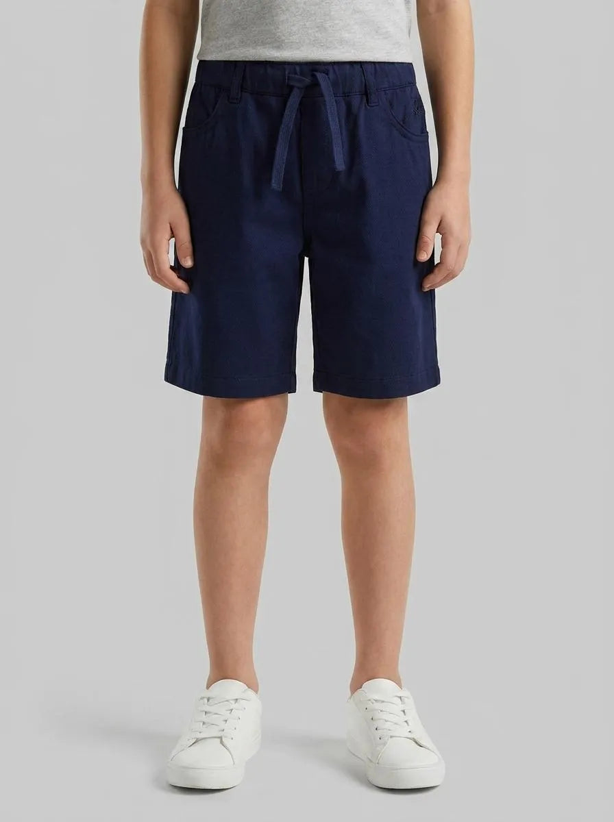 Benetton Dark Blue Boys Stretch Twill Bermuda Shorts SKU: 46D6G9036_252 Image 00