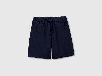 Benetton Dark Blue Boys Stretch Twill Bermuda Shorts SKU: 46D6G9036_252 Image 01