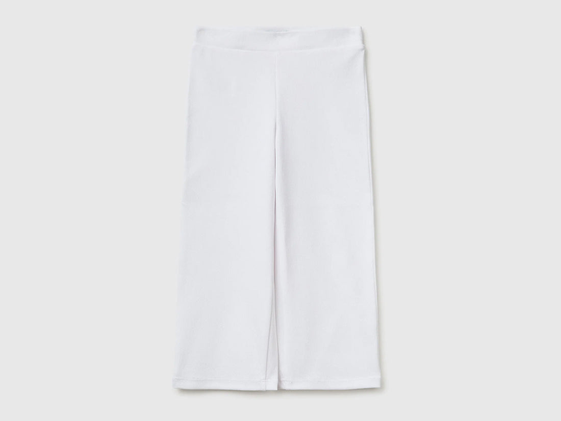 Benetton White Girls Trousers with Straight Leg SKU: 46D6GF02M_101 Image 01