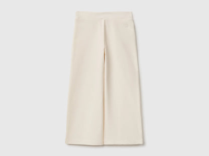 Benetton Creamy White Girls Wide-Leg Trousers in Stretch Cotton SKU: 46D6GF034_0R2 Image 02