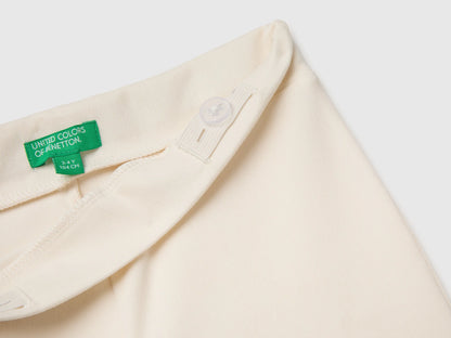 Benetton Creamy White Girls Wide-Leg Trousers in Stretch Cotton SKU: 46D6GF034_0R2 Image 03