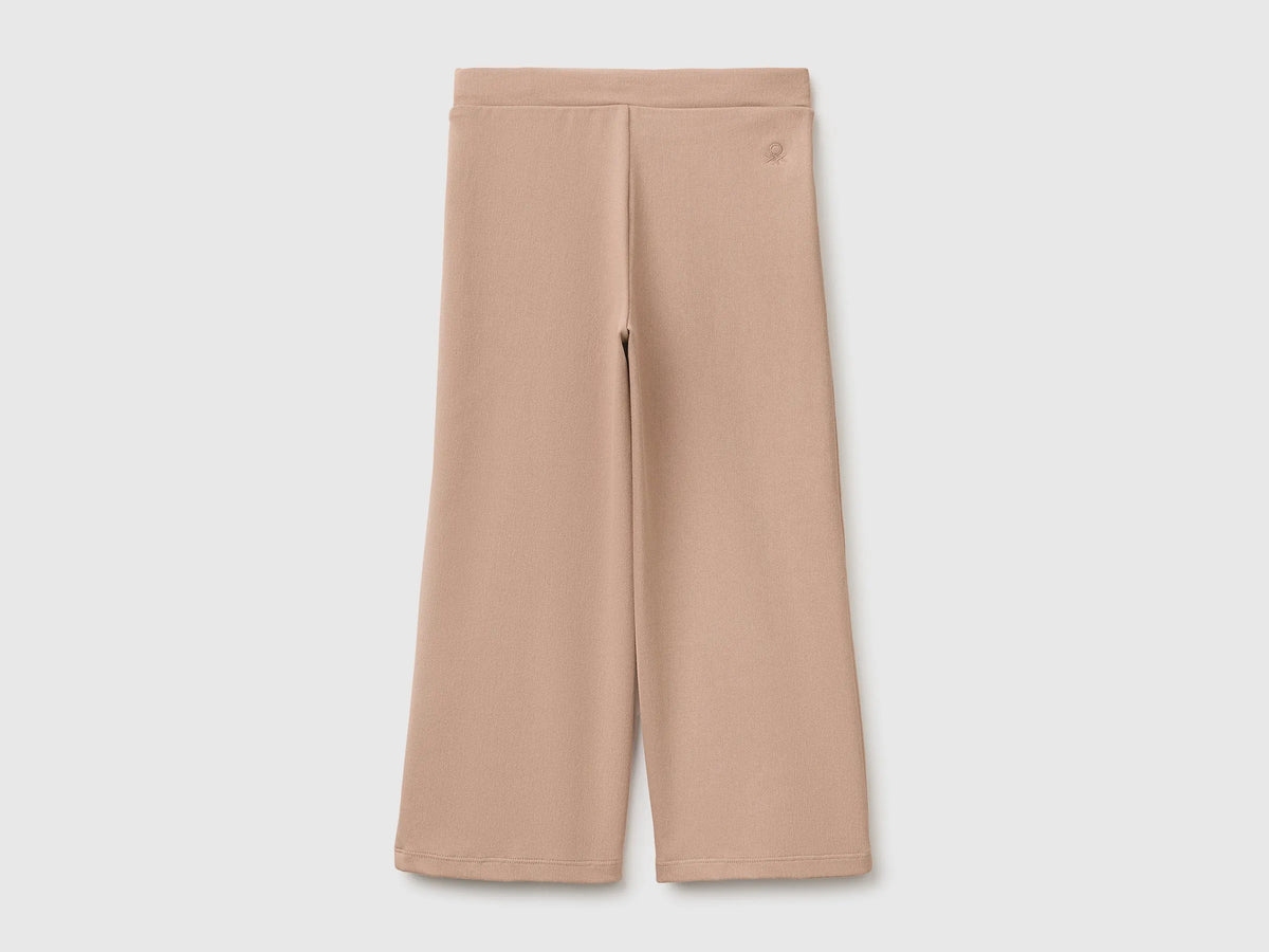 Benetton Dove Gray Girls Wide-Leg Trousers in Stretch Cotton SKU: 46D6GF034_199 Image 02