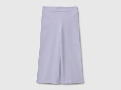 Benetton Lavender Girls Wide-Leg Trousers in Stretch Cotton SKU: 46D6GF034_19B Image 01