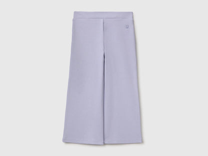 Benetton Lavender Girls Wide-Leg Trousers in Stretch Cotton SKU: 46D6GF034_19B Image 02