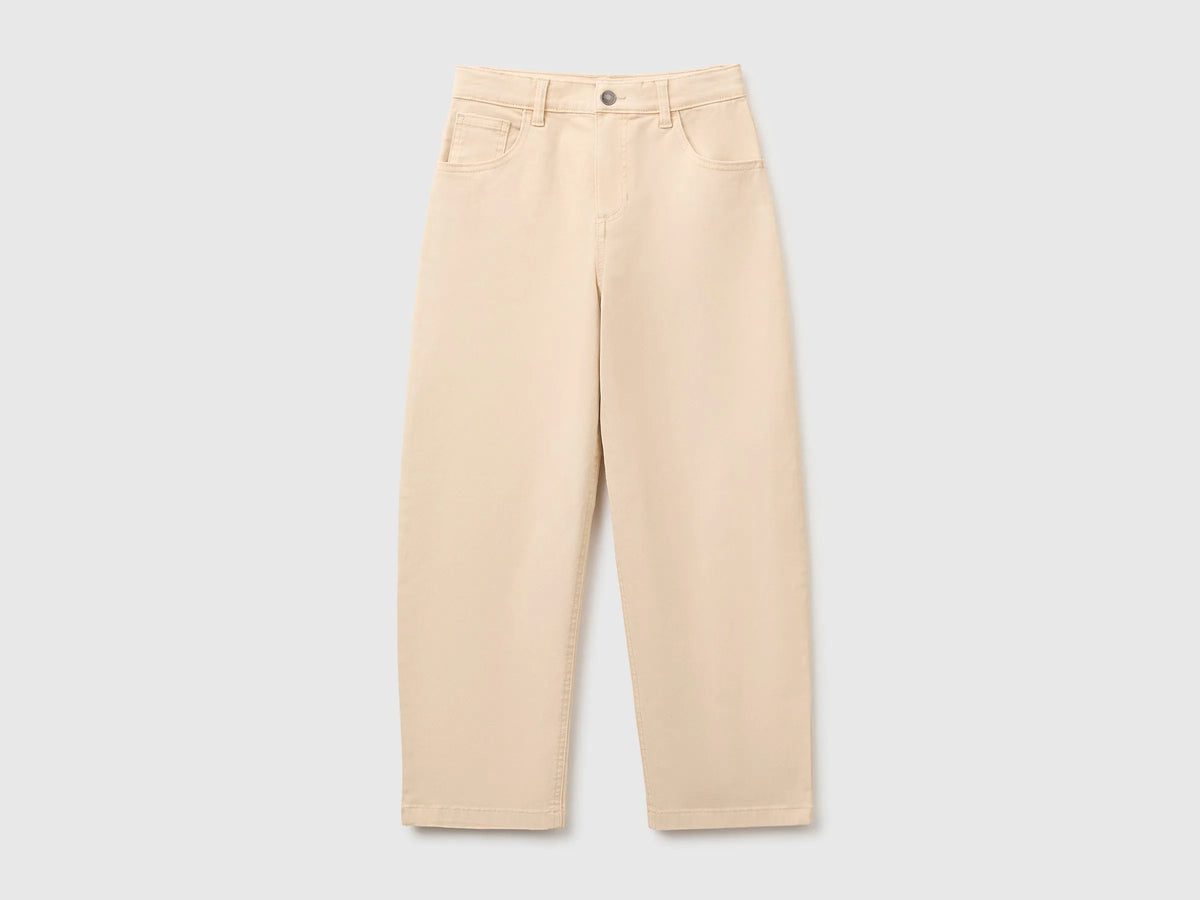 Benetton Beige Boys Five-Pocket Trousers SKU: 46F5CE04W_74Z Image 01