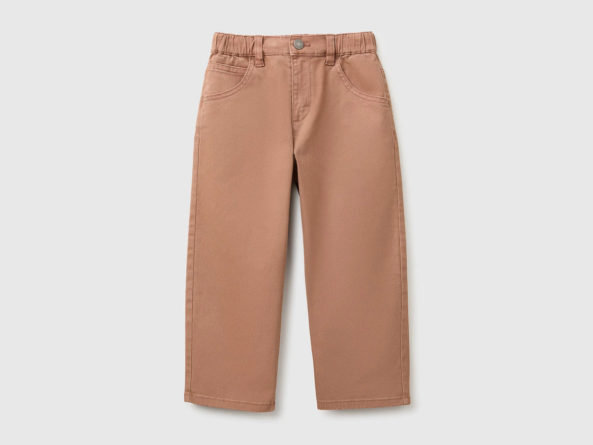 Benetton Brown Boys Stretch Cotton Trousers SKU: 46F5GF037_6U3 Image 01