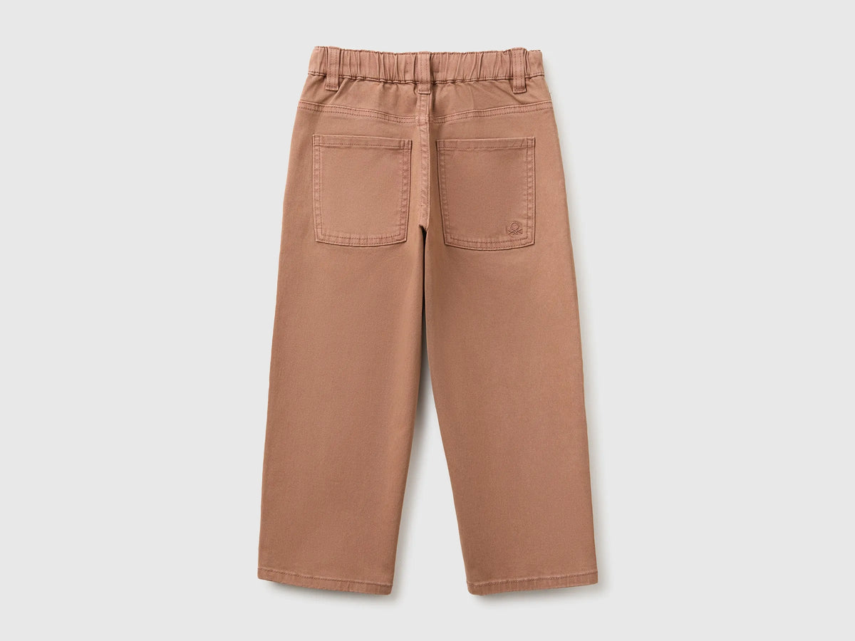 Benetton Brown Boys Stretch Cotton Trousers SKU: 46F5GF037_6U3 Image 02