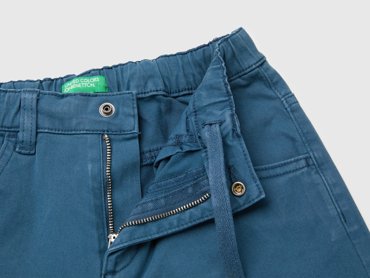Benetton Dark Blue Boys Stretch Cotton Trousers SKU: 46F5GF037_97T Image 03