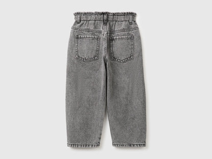 Benetton Black Girls Balloon Fit Jeans with Embroidery SKU: 46WDGF03E_700 Image 02
