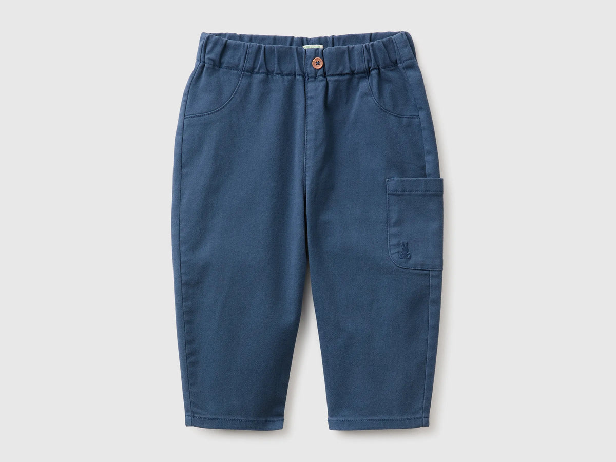 Benetton Dark Blue Unisex Trousers with Embroidered Pocket SKU: 46ZDAF01Z_955 Image 01
