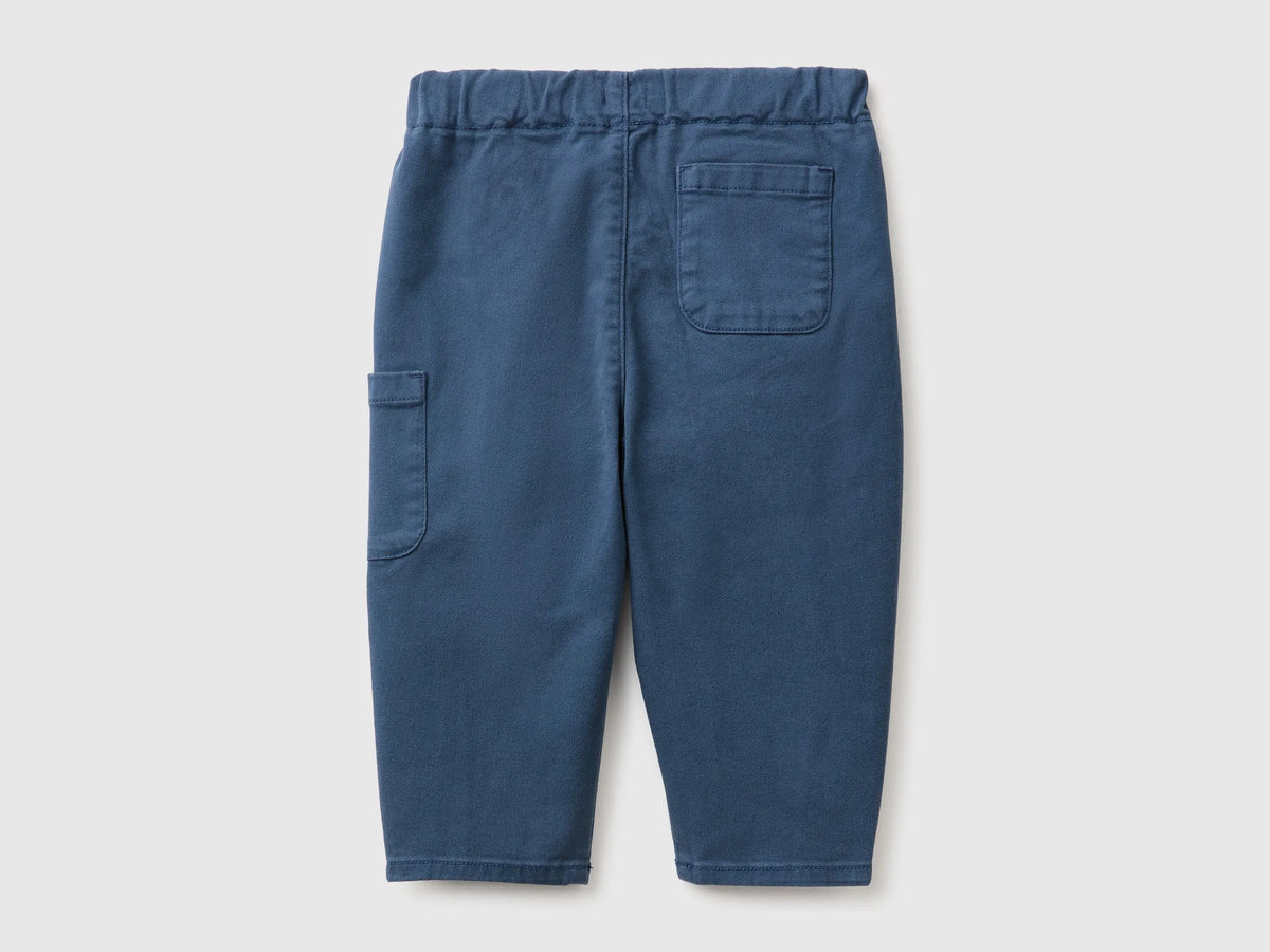 Benetton Dark Blue Unisex Trousers with Embroidered Pocket SKU: 46ZDAF01Z_955 Image 02