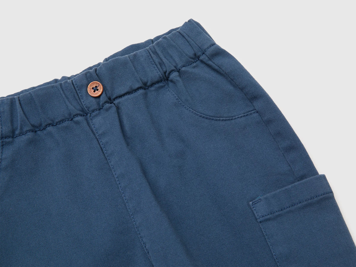 Benetton Dark Blue Unisex Trousers with Embroidered Pocket SKU: 46ZDAF01Z_955 Image 03