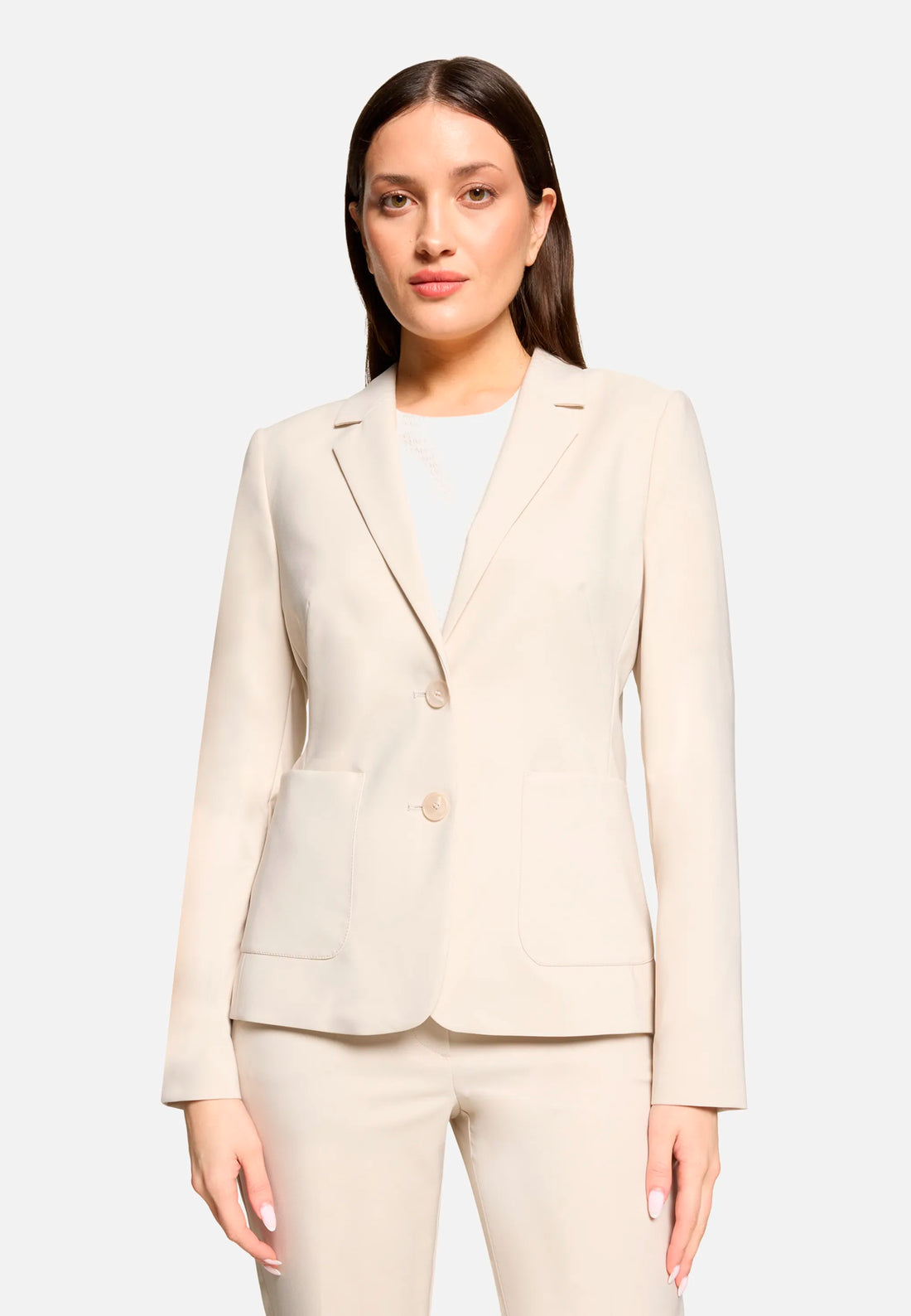 Betty Barclay Light Beige Women Long-Sleeved Blazer Jacket SKU: 4707-1080_9106 Image 01