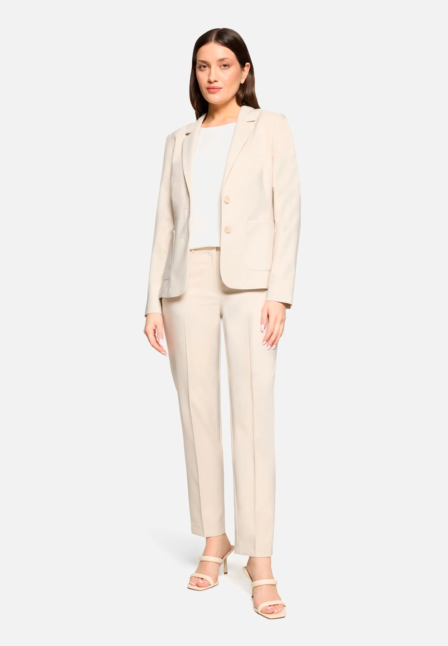 Betty Barclay Light Beige Women Long-Sleeved Blazer Jacket SKU: 4707-1080_9106 Image 02