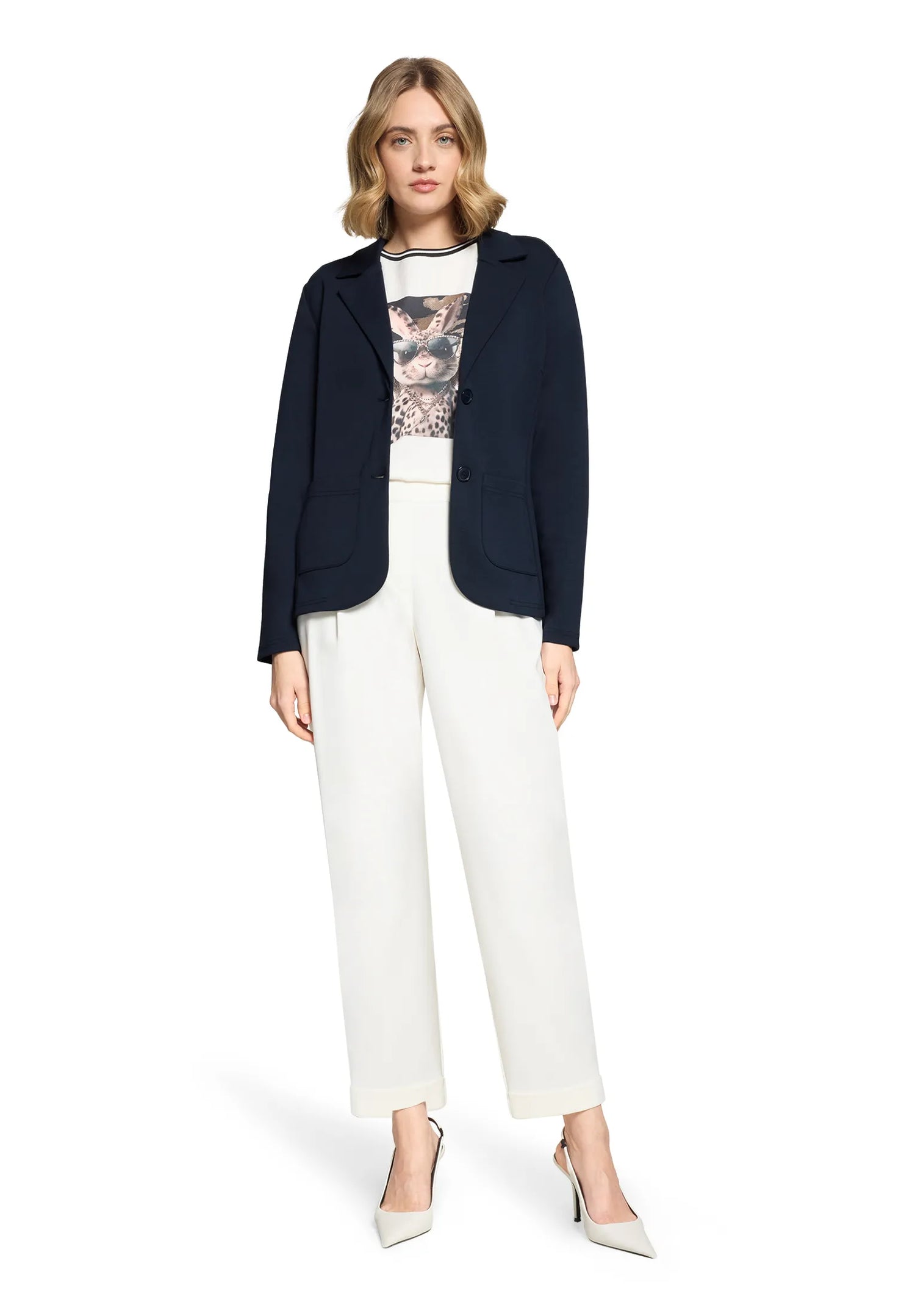 Betty Barclay Dark Sky Women Short Blazer with Patch Pockets SKU: 4715-1761_8345 Image 02