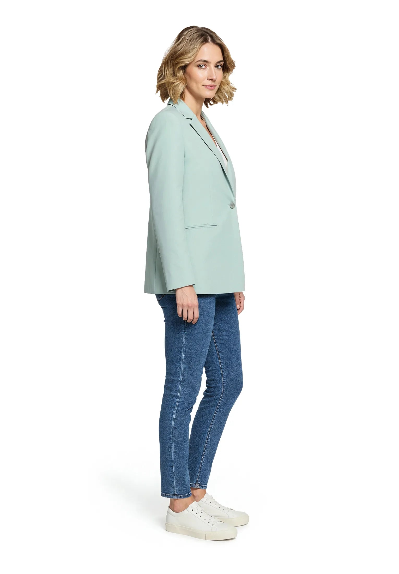 Betty Barclay Gray Mist Women Long Blazer with Lapel Collar SKU: 4724-1840_8270 Image 01