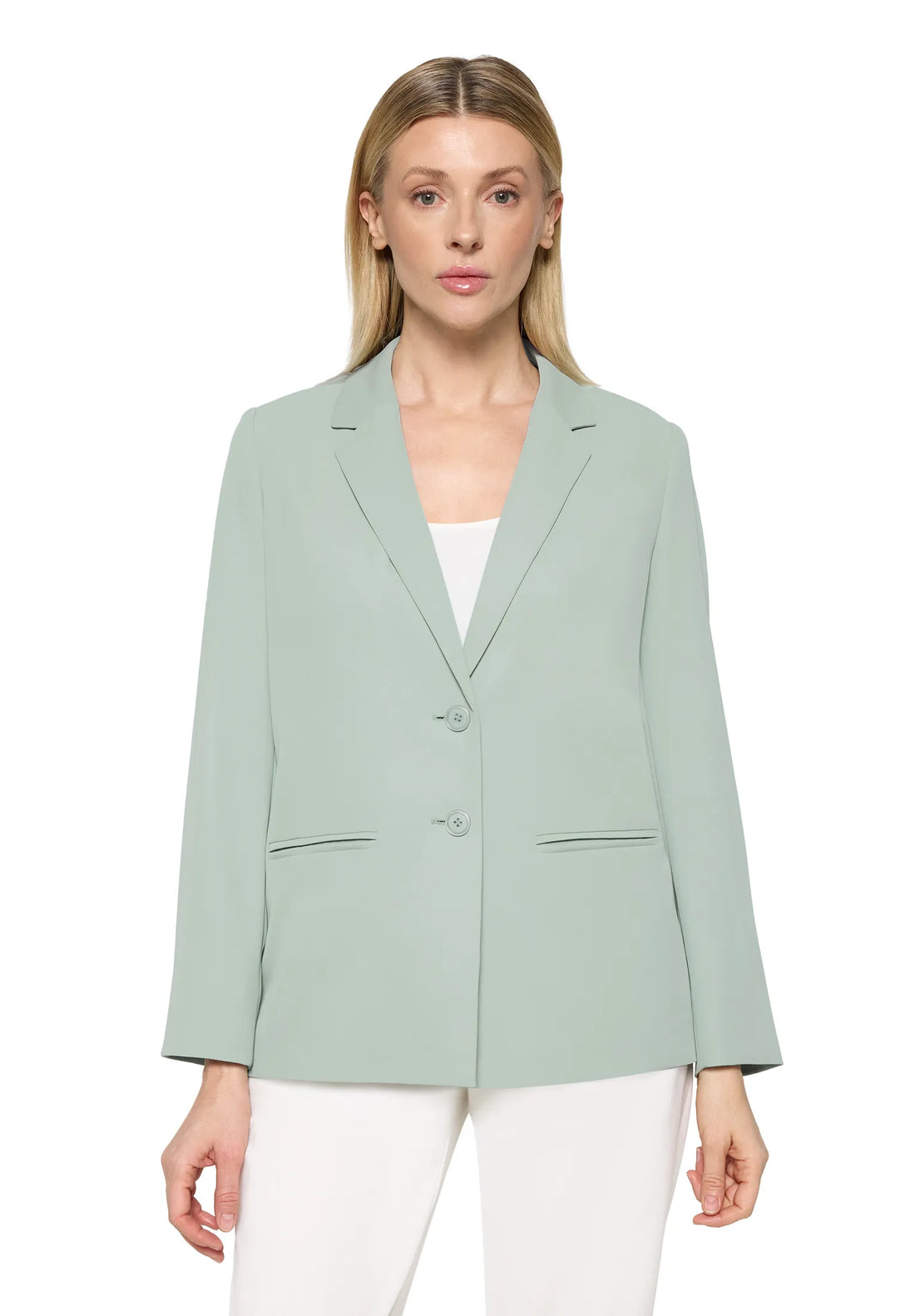 Betty Barclay Green Women Long Blazer with Lapel Collar SKU: 4724-1840_8270 Image 02