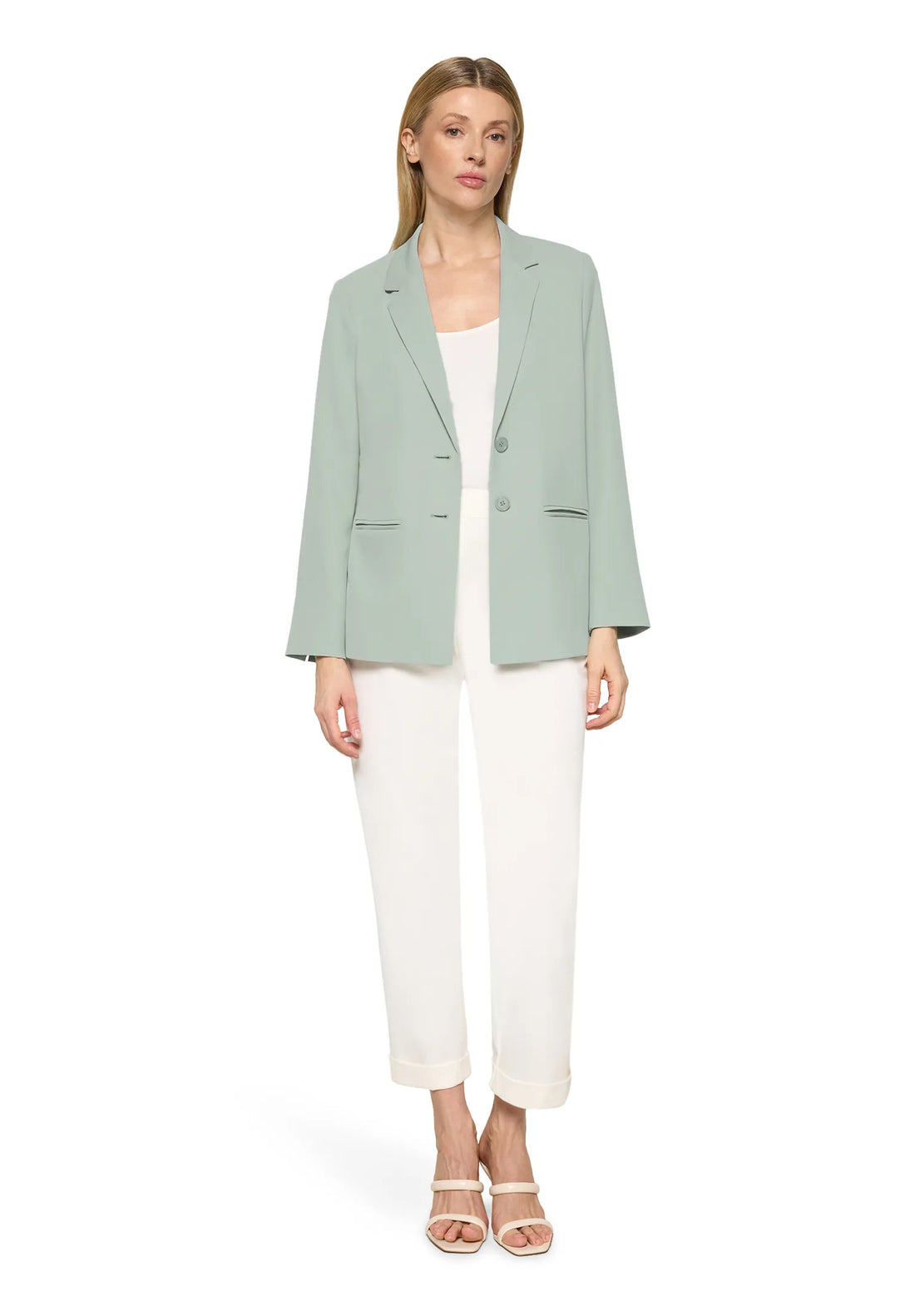 Betty Barclay Gray Mist Women Long Blazer with Lapel Collar SKU: 4724-1840_8270 Image 05