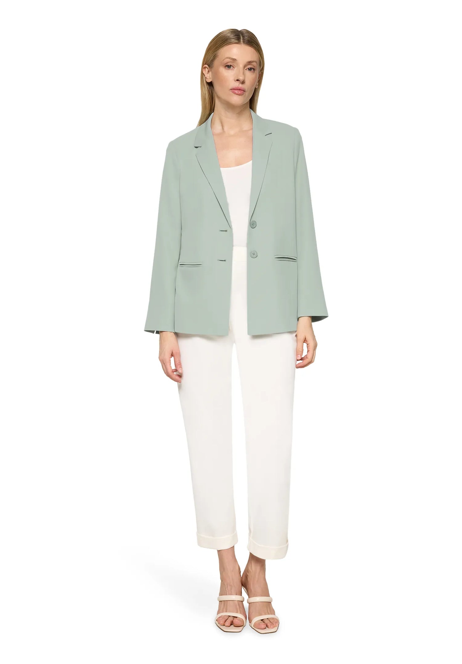 Betty Barclay Gray Mist Women Long Blazer with Lapel Collar SKU: 4724-1840_8270 Image 05