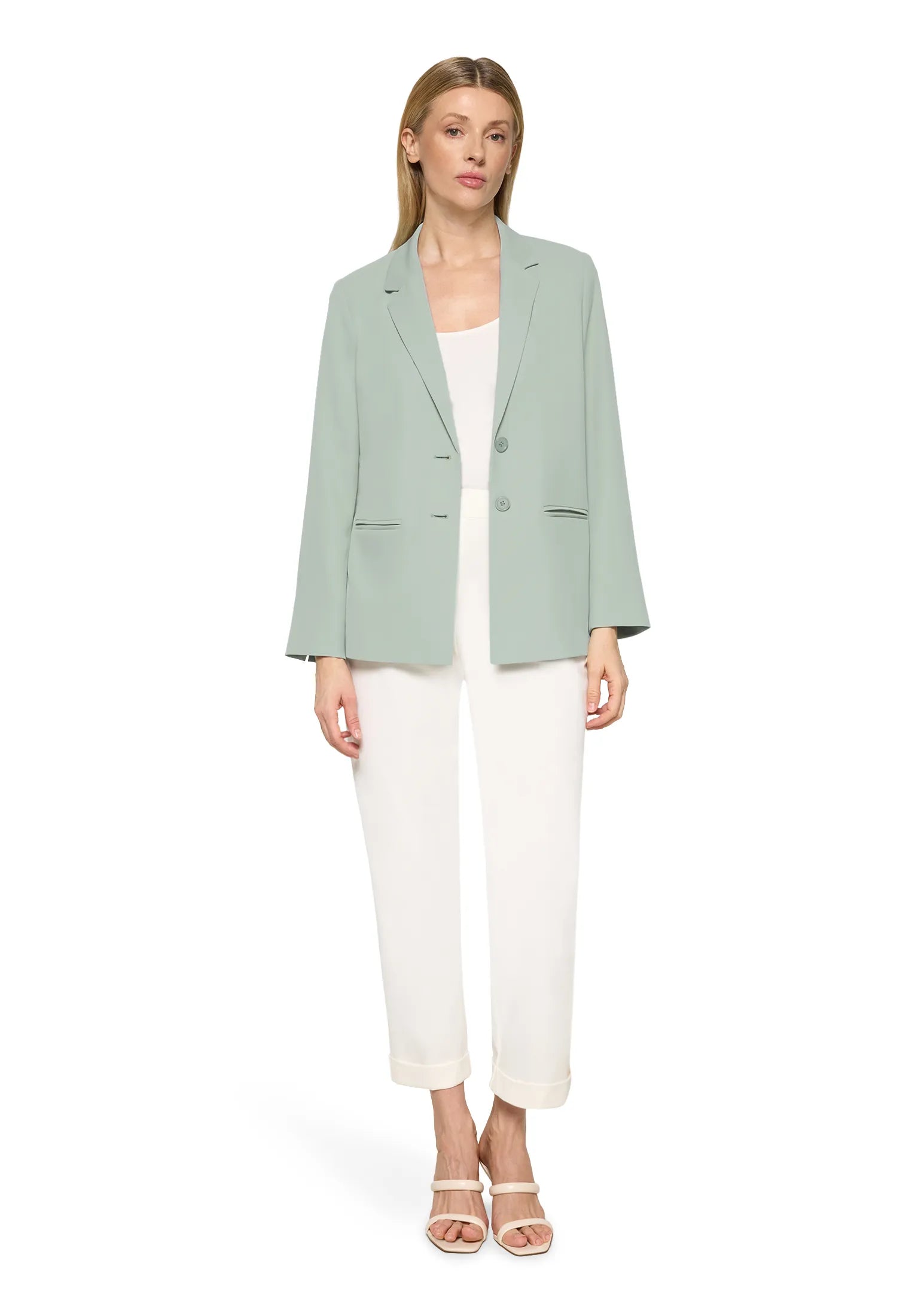 Betty Barclay Gray Mist Women Long Blazer with Lapel Collar SKU: 4724-1840_8270 Image 05