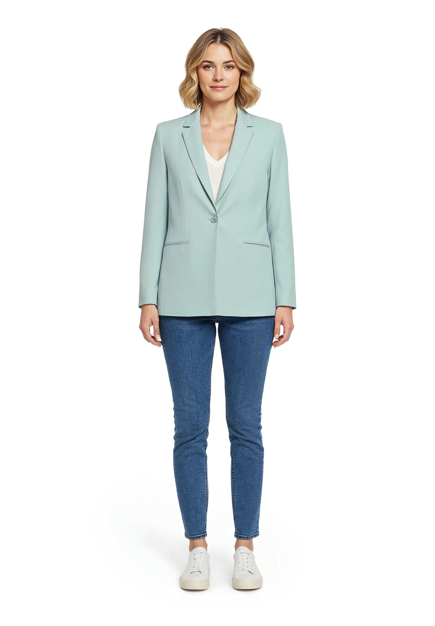 Betty Barclay Gray Mist Women Long Blazer with Lapel Collar SKU: 4724-1840_8270 Image 08
